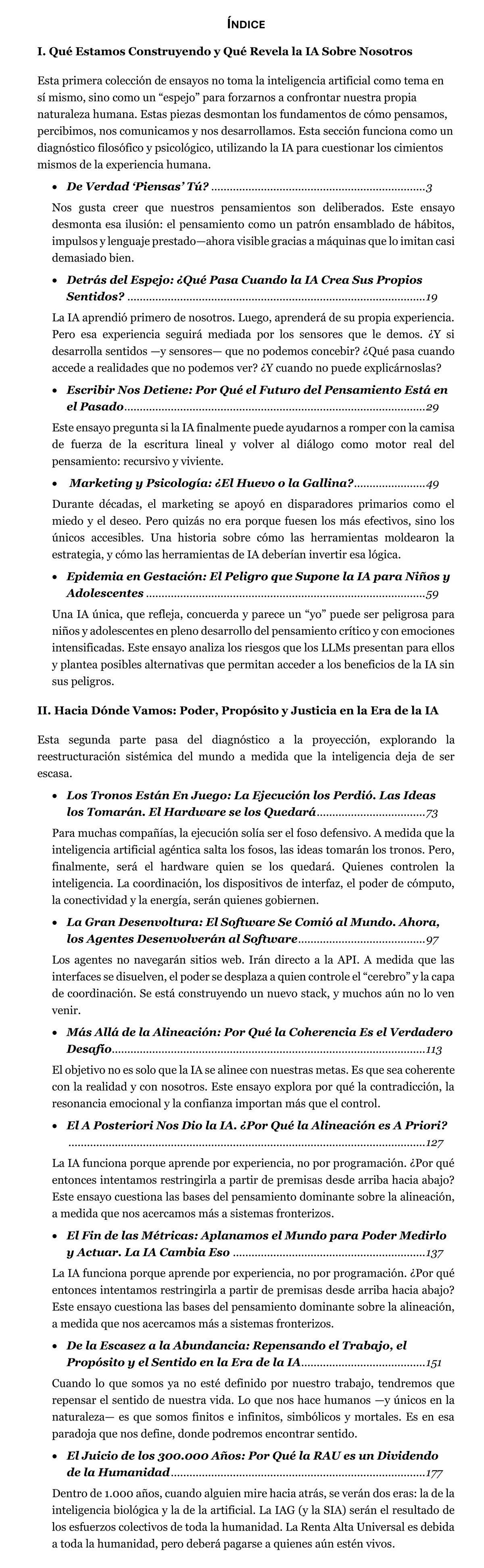 Índice — El Juicio de los 300.000 Años